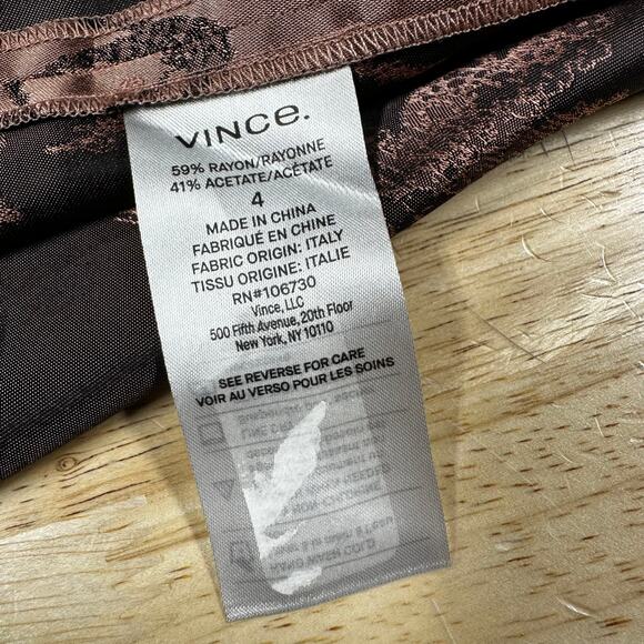 Vince Iris Floral Jacquard Twist Knot Midi Skirt Brown Women's Size 4 NWT NEW - Picture 8 of 12